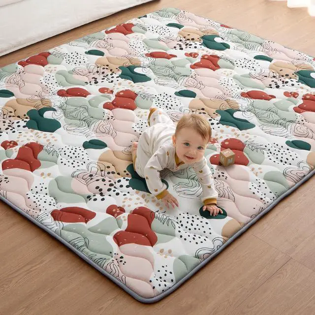 Main image of Blissful Diary Baby Play Mats for Floor, 71x59 Inch Thicker Foam Playmats for Babies and Toddlers, Soft Cushioning Baby Crawling Mat, Modern Abstract