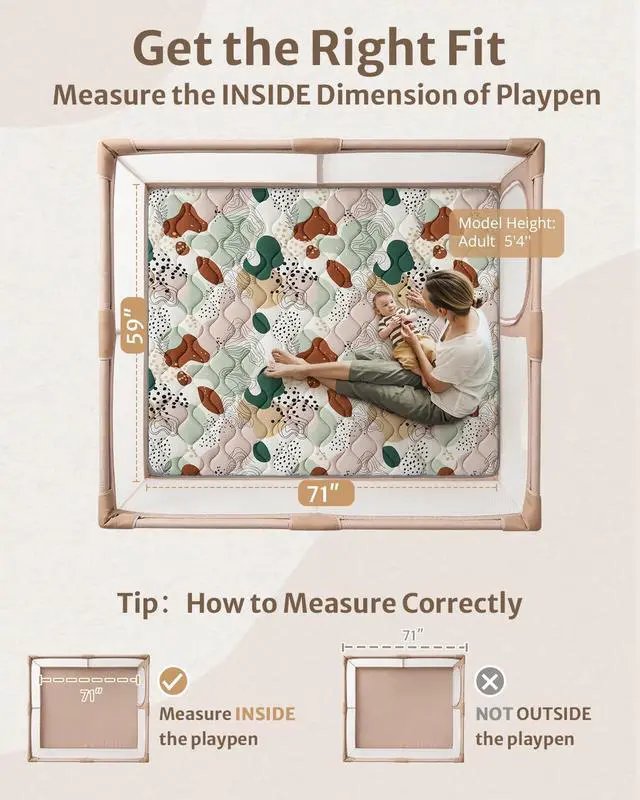 Alt view image 2 of 7 - Blissful Diary Baby Play Mats for Floor, 71x59 Inch Thicker Foam Playmats for Babies and Toddlers, Soft Cushioning Baby Crawling Mat, Modern Abstract