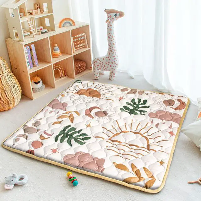 Alt view image 7 of 7 - Beavtaens Baby Play Mat, 50x50 Playpen Mat with Super Soft Touch, Activity Mat with Upgraded Anti-Slip Bottom, Machine Washable Crawling Mat for Floor & Picnic(Boho Nature)