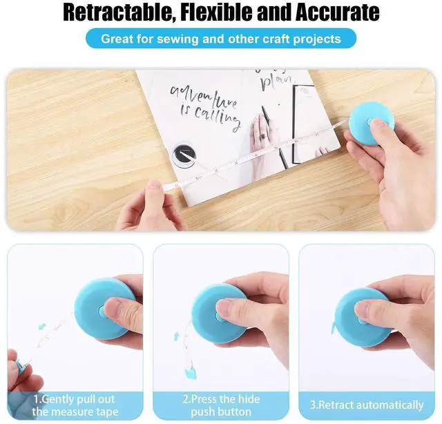 Alt view image 4 of 7 - Tape Measure Body Measuring Tape, Retractable 60 Inch Soft Mini Measuring Tape, Small Sewing Fabric Tape Measurer for Cloth Waist Medical Nursing Craft(3 Pack/Pink Purple Sky Blue)