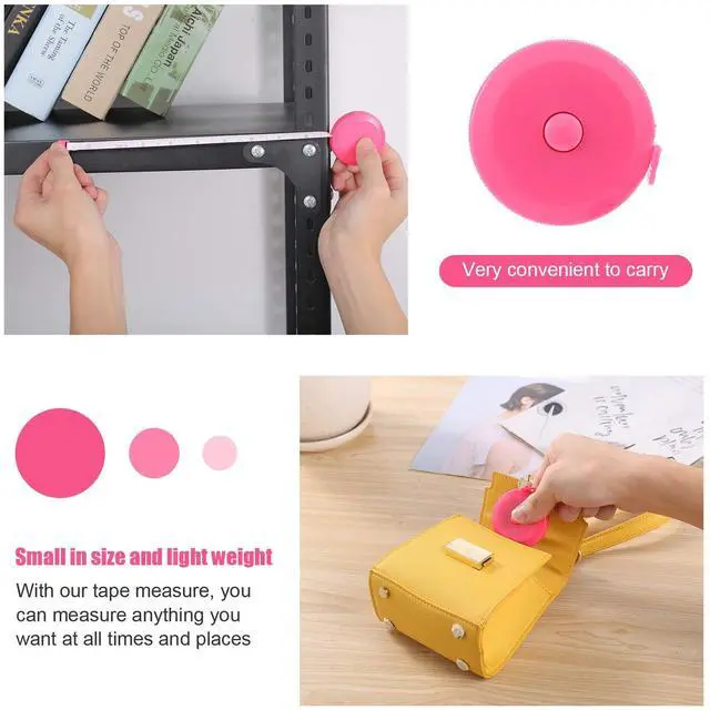 Alt view image 6 of 7 - Tape Measure Body Measuring Tape, Retractable 60 Inch Soft Mini Measuring Tape, Small Sewing Fabric Tape Measurer for Cloth Waist Medical Nursing Craft(3 Pack/Pink Purple Sky Blue)
