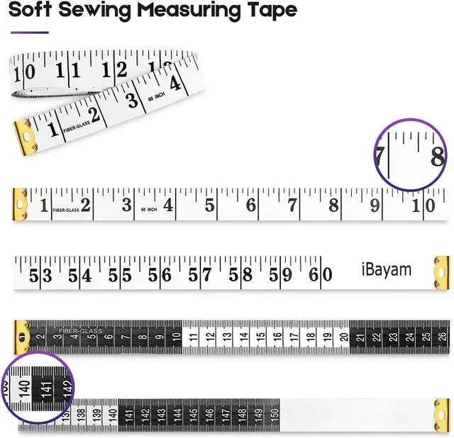 Alt view image 3 of 7 - iBayam 2 Pack Tape Measure Measuring Tape for Body Fabric Sewing 60"/150cm