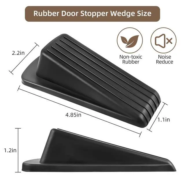 Alt view image 2 of 6 - JZWBLILY Door Stoppers for Bottom of Door on Floor, Premium Rubber Door Stopper Wedge, Floor Sturdy Stackable Door Stops for Carpet Heavy Duty Door, Door Gaps (Black, 2 Pack)