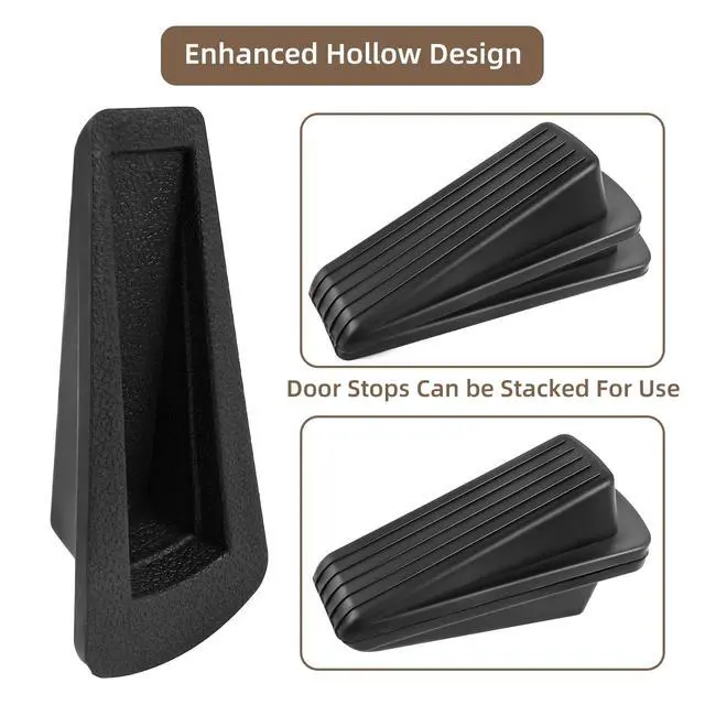 Alt view image 5 of 6 - JZWBLILY Door Stoppers for Bottom of Door on Floor, Premium Rubber Door Stopper Wedge, Floor Sturdy Stackable Door Stops for Carpet Heavy Duty Door, Door Gaps (Black, 2 Pack)