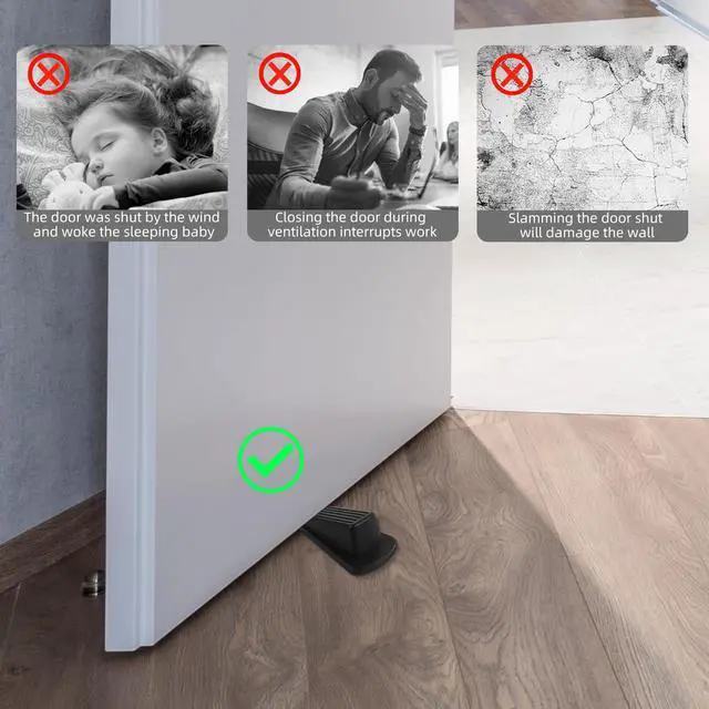 Alt view image 6 of 6 - JZWBLILY Door Stoppers for Bottom of Door on Floor, Premium Rubber Door Stopper Wedge, Floor Sturdy Stackable Door Stops for Carpet Heavy Duty Door, Door Gaps (Black, 2 Pack)