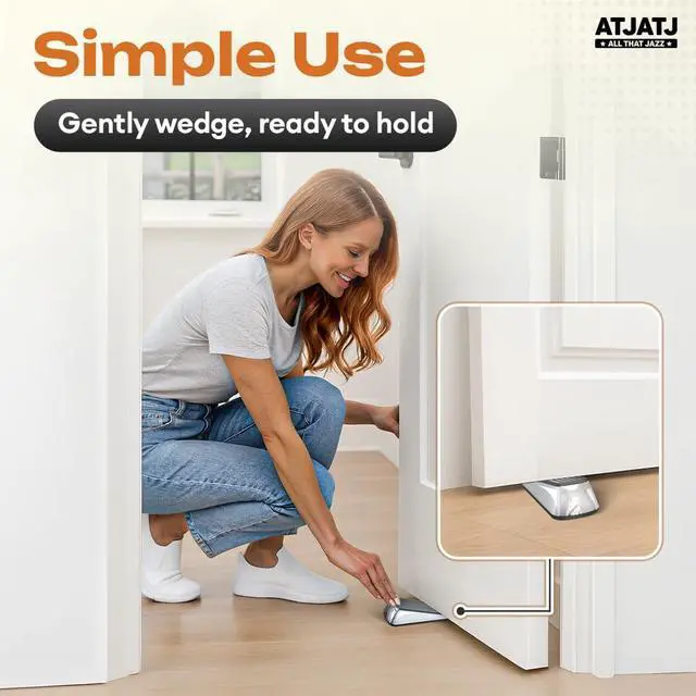 Alt view image 3 of 7 - 2 Packs Door Stoppers for Bottom, Rubber Wedge, Heavy Duty Doorstop for Inside, Rubber, Floor, Wedge Garage Classroom Stopper for Carpet, Door Holder