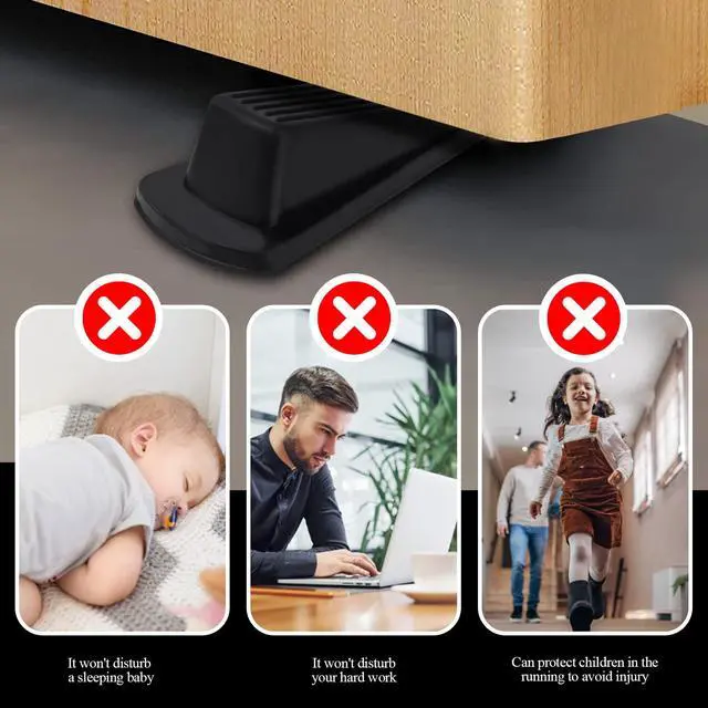 Alt view image 4 of 6 - 4 Pack Door Stoppers, Rubber for Bottom of Door, Rubber Door Stopper Wedge, Sturdy Stackable Door Stops for Floor