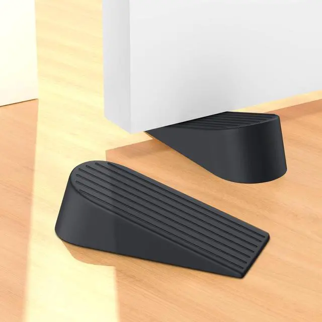 Main image of Big Door Stoppers, 2 Pack Extra Large Door Stoppers for Bottom of Door Gaps, Sturdy and Stackable Heavy Duty Doorstop Great for Home Office, Rubber Door Stopper Wedge for Tile, Wooden Floor, Carpet