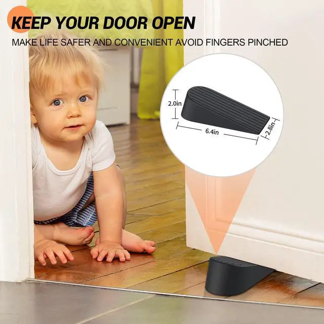 Alt view image 7 of 7 - Big Door Stoppers, 2 Pack Extra Large Door Stoppers for Bottom of Door Gaps, Sturdy and Stackable Heavy Duty Doorstop Great for Home Office, Rubber Door Stopper Wedge for Tile, Wooden Floor, Carpet