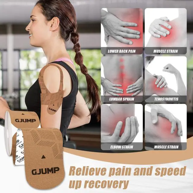 Alt view image 3 of 7 - GJUMP Kinesiology Tape, 40 Count Precut Strips 2 Rolls Original Cotton Tape