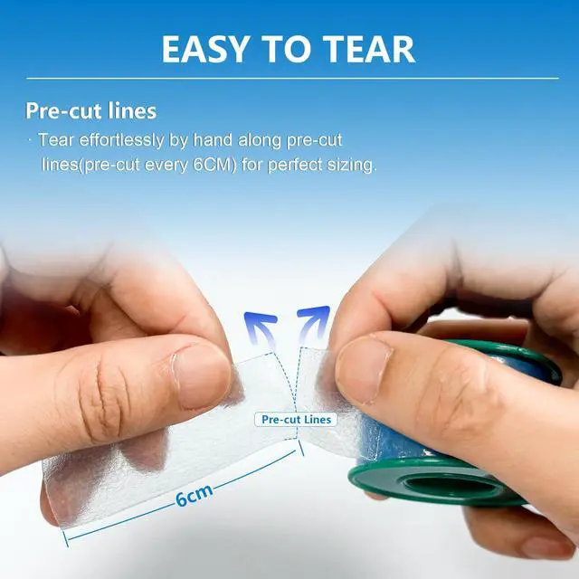 Alt view image 3 of 7 - Ceeport Soft Silicone Tape for Skin, 1" x 5.46 Yards, 1 Rolls Medical Adhesive Tape, Easy to Tear Pre-Cut Waterproof Surgical Tape for First Aid, Wound, Bandage and Sensitive Skin