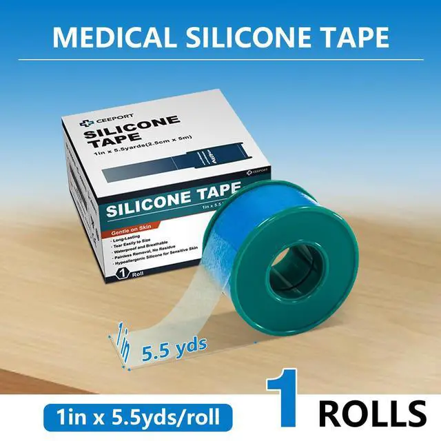 Alt view image 6 of 7 - Ceeport Soft Silicone Tape for Skin, 1" x 5.46 Yards, 1 Rolls Medical Adhesive Tape, Easy to Tear Pre-Cut Waterproof Surgical Tape for First Aid, Wound, Bandage and Sensitive Skin