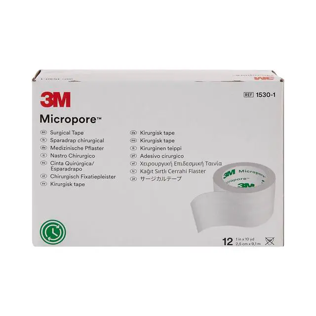 Alt view image 2 of 5 - 3M Micropore Surgical Tape 1530-1, 1 IN x 10 YD (2,5cm x 9,1m), 12 Rolls/Carton