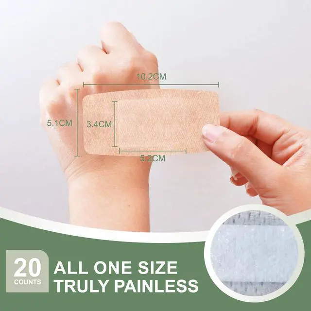 Alt view image 2 of 7 - Hysimedy Silicone Bandages for Sensitive Fragile Skin 2"x4" 20 Count Flexible Fabric Latex Free Hypoallergenic Breathable Large Bandages for Wounds Easy Painless Removal for Geriatric and Children