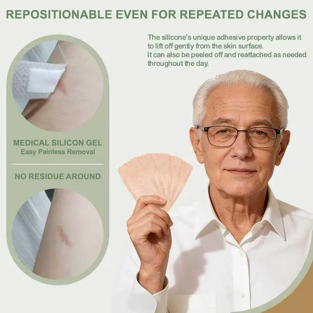 Alt view image 5 of 7 - Hysimedy Silicone Bandages for Sensitive Fragile Skin 2"x4" 20 Count Flexible Fabric Latex Free Hypoallergenic Breathable Large Bandages for Wounds Easy Painless Removal for Geriatric and Children