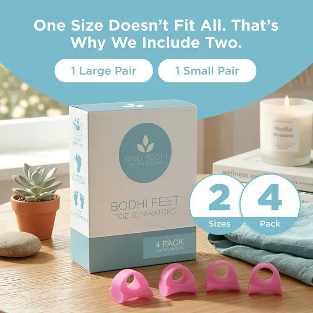 Alt view image 7 of 7 - Mind Bodhi Single-Loop Toe Separators 4-Pack: Correcting Bunions and Restoring Toes to Their Original Shape - For Men and Women - Toe Spacers Bunion Corrector - Clear