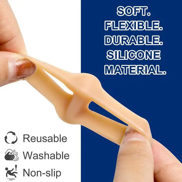 Alt view image 3 of 7 - Promifun Gel Toe Corrector, 10 Pack of Toe Separators with 2 Loops, Big Toes Spacer for Bunion Pain and Overlapping Toe - Beige