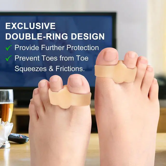Alt view image 4 of 7 - Promifun Gel Toe Corrector, 10 Pack of Toe Separators with 2 Loops, Big Toes Spacer for Bunion Pain and Overlapping Toe - Beige