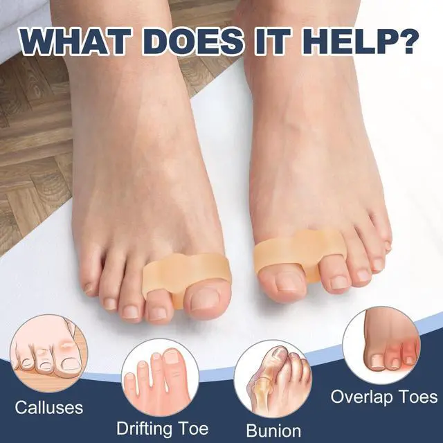 Alt view image 6 of 7 - Promifun Gel Toe Corrector, 10 Pack of Toe Separators with 2 Loops, Big Toes Spacer for Bunion Pain and Overlapping Toe - Beige