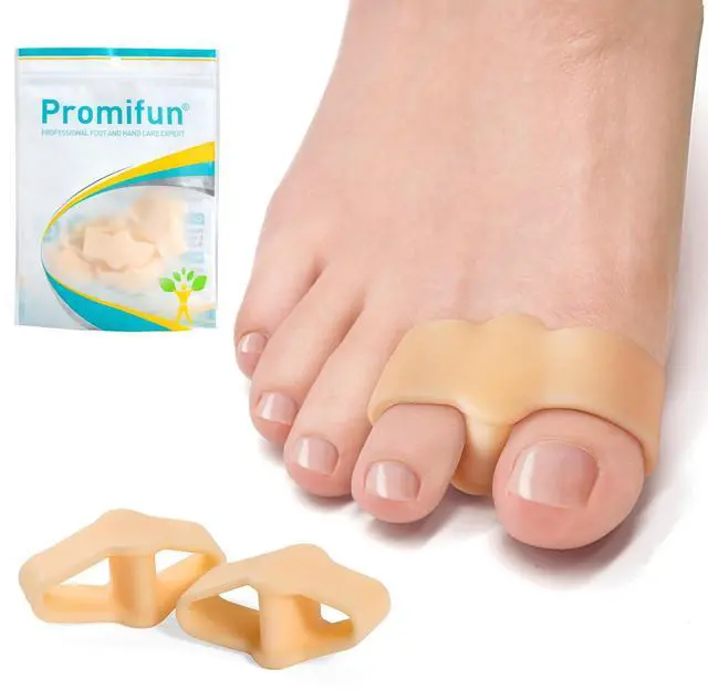 Main image of Promifun Gel Toe Corrector, 10 Pack of Toe Separators with 2 Loops, Big Toes Spacer for Bunion Pain and Overlapping Toe - Beige