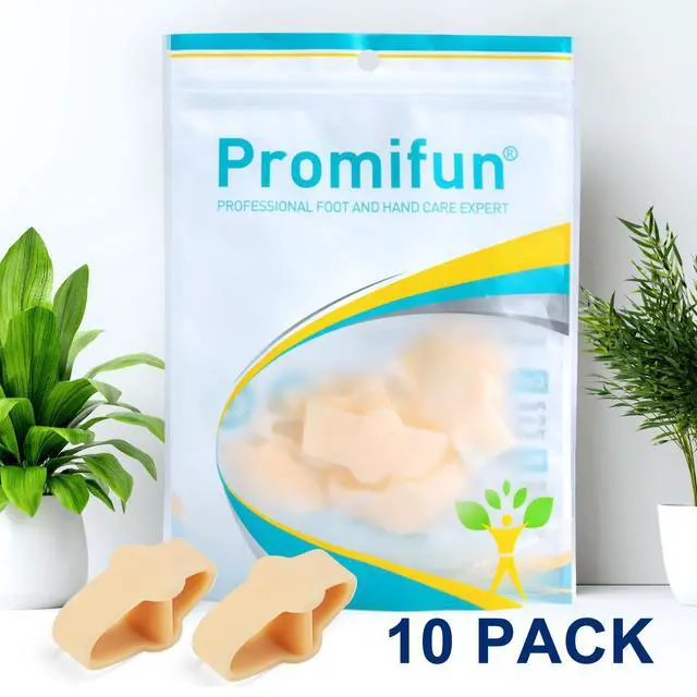 Alt view image 7 of 7 - Promifun Gel Toe Corrector, 10 Pack of Toe Separators with 2 Loops, Big Toes Spacer for Bunion Pain and Overlapping Toe - Beige