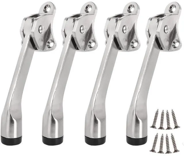 Main image of 4 Pack Kickdown Door Stop, Commercial Heavy Duty Door Stops for Bottom of Door, Kickstand Door Stopper with Rubber Tip and Spring Lever, Adjustable, Easy to Kick Down Door Stoppers and Release