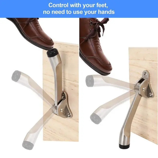 Alt view image 2 of 7 - 4 Pack Kickdown Door Stop, Commercial Heavy Duty Door Stops for Bottom of Door, Kickstand Door Stopper with Rubber Tip and Spring Lever, Adjustable, Easy to Kick Down Door Stoppers and Release