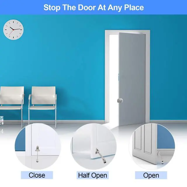 Alt view image 4 of 7 - 4 Pack Kickdown Door Stop, Commercial Heavy Duty Door Stops for Bottom of Door, Kickstand Door Stopper with Rubber Tip and Spring Lever, Adjustable, Easy to Kick Down Door Stoppers and Release