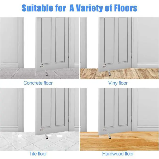 Alt view image 6 of 7 - 4 Pack Kickdown Door Stop, Commercial Heavy Duty Door Stops for Bottom of Door, Kickstand Door Stopper with Rubber Tip and Spring Lever, Adjustable, Easy to Kick Down Door Stoppers and Release