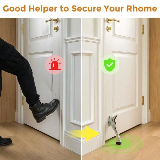 Alt view image 5 of 7 - Gotega Door Stopper, 2 Pack Kickdown Door Stop for Bottom of Door, Adjustable Height and Rubber Tip 4 Inches, Heavy Duty Door Stops, Kickdown Doorstopper, Door Holder, Satin Nickel