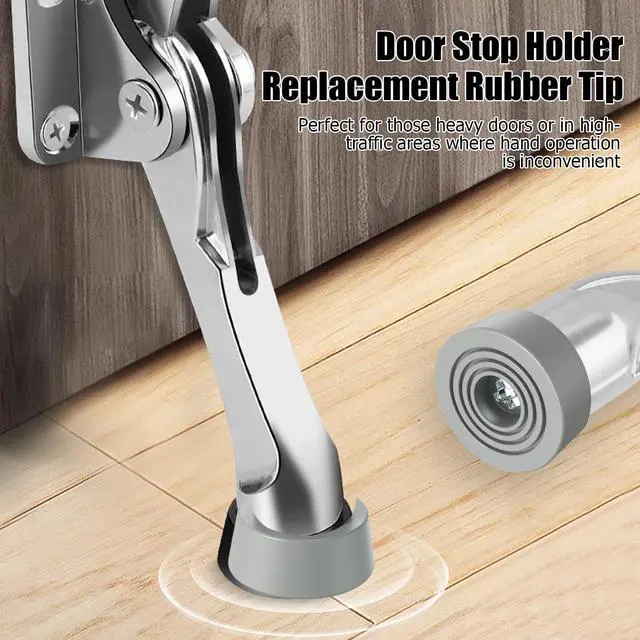 Alt view image 2 of 7 - 6-Pack Door Stopper Replacement Rubber Tips, Heavy Duty Kickdown Door Stop Tips Repair Set for Kickdown Drop Down Door Stop Holder Ribbed Rubber Foot Door Stop Tips