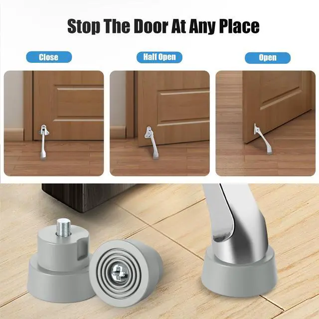 Alt view image 4 of 7 - 6-Pack Door Stopper Replacement Rubber Tips, Heavy Duty Kickdown Door Stop Tips Repair Set for Kickdown Drop Down Door Stop Holder Ribbed Rubber Foot Door Stop Tips