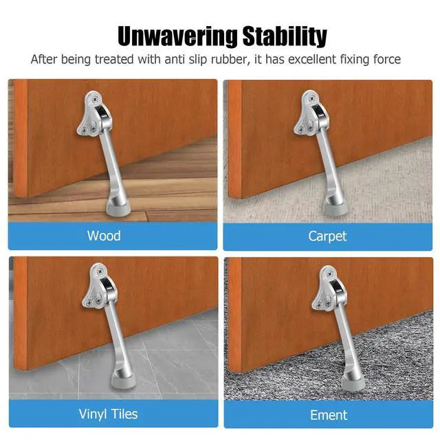 Alt view image 6 of 7 - 6-Pack Door Stopper Replacement Rubber Tips, Heavy Duty Kickdown Door Stop Tips Repair Set for Kickdown Drop Down Door Stop Holder Ribbed Rubber Foot Door Stop Tips
