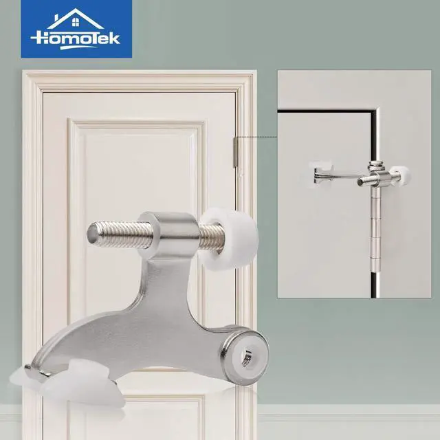 Alt view image 6 of 6 - HOMOTEK 6 Pack Hinge Pin Satin Nickel Door Stopper,Adjustable Deluxe Heavy Duty Door Stopper 2-1/2"x1-3/4",with White Rubber Bumper Tips