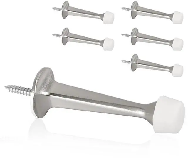 Main image of KOVOSCH 6 Pack Solid Rigid Door Stops - Heavy Duty Door Stoppers Wall Protector with Soft Rubber Tips, Satin Nickel