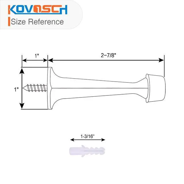 Alt view image 3 of 6 - KOVOSCH 6 Pack Solid Rigid Door Stops - Heavy Duty Door Stoppers Wall Protector with Soft Rubber Tips, Satin Nickel