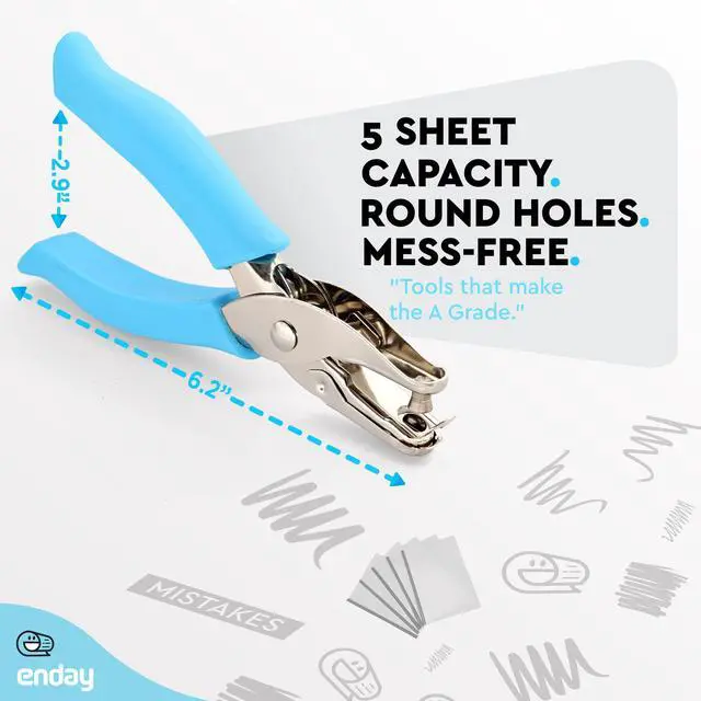 Alt view image 4 of 7 - Enday Single Hole Punch Blue 1/4" Hole Puncher Single with Soft Grid Handles, Circle Shape Paper Punch, Hole Puncher for Crafts in Home, Office, Classroom Kids and Adults