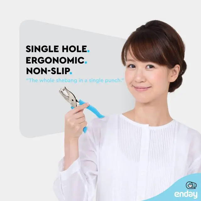 Alt view image 2 of 7 - Enday Single Hole Punch Blue 1/4" Hole Puncher Single with Soft Grid Handles, Circle Shape Paper Punch, Hole Puncher for Crafts in Home, Office, Classroom Kids and Adults