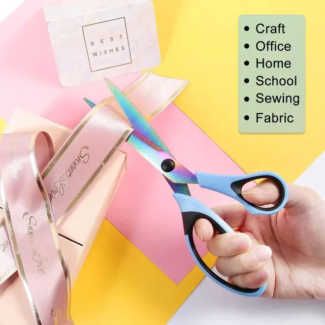 Alt view image 2 of 7 - 8.5" All-Purpose Scissors, 3-Pack Bulk Ultra Sharp Blade Shears, Comfort-Grip Sturdy Scissors for School, Office, Home, Sewing, Fabric, Craft Supplies, Right/Left Handed