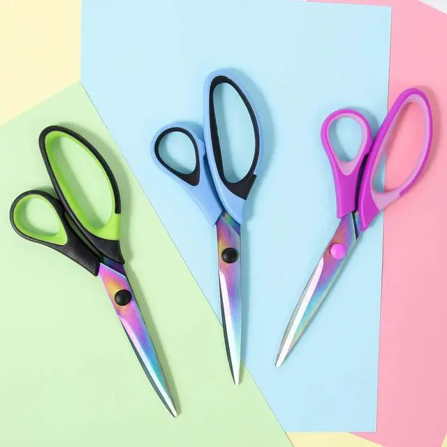 Alt view image 3 of 7 - 8.5" All-Purpose Scissors, 3-Pack Bulk Ultra Sharp Blade Shears, Comfort-Grip Sturdy Scissors for School, Office, Home, Sewing, Fabric, Craft Supplies, Right/Left Handed