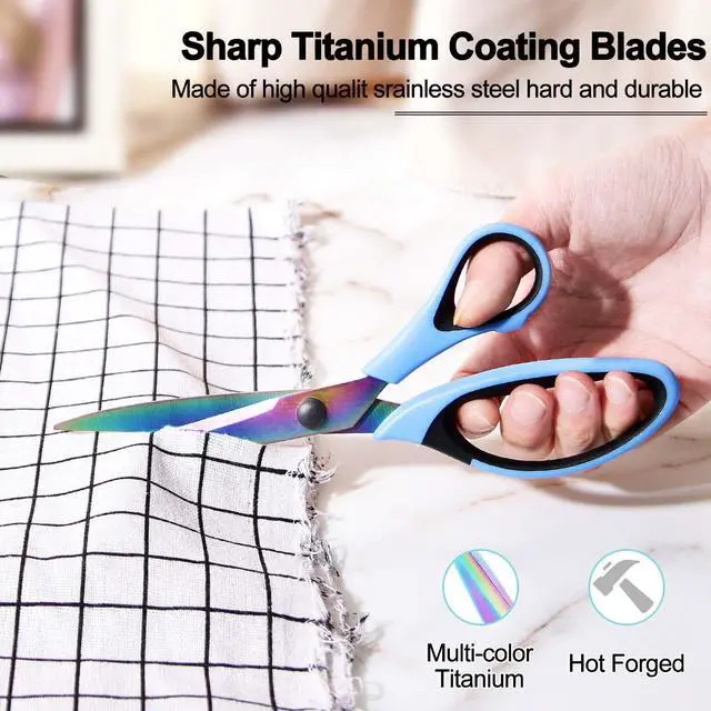 Alt view image 4 of 7 - 8.5" All-Purpose Scissors, 3-Pack Bulk Ultra Sharp Blade Shears, Comfort-Grip Sturdy Scissors for School, Office, Home, Sewing, Fabric, Craft Supplies, Right/Left Handed