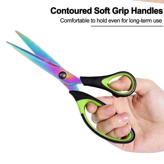 Alt view image 5 of 7 - 8.5" All-Purpose Scissors, 3-Pack Bulk Ultra Sharp Blade Shears, Comfort-Grip Sturdy Scissors for School, Office, Home, Sewing, Fabric, Craft Supplies, Right/Left Handed