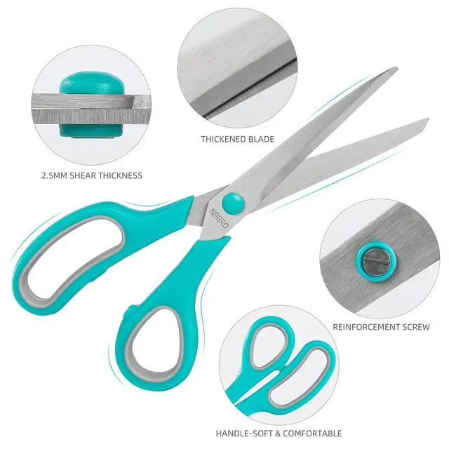 Alt view image 3 of 6 - Scissors All Purpose,8.5'' Scissors for office Bulk 3-Pack Stainless Steel Sharp for Home School Sewing Fabric Craft Supplies