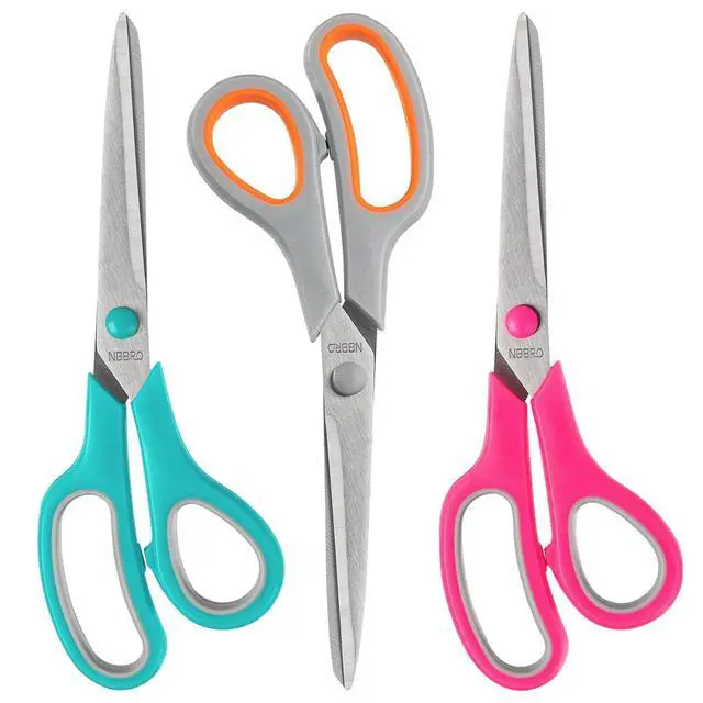 Alt view image 6 of 6 - Scissors All Purpose,8.5'' Scissors for office Bulk 3-Pack Stainless Steel Sharp for Home School Sewing Fabric Craft Supplies