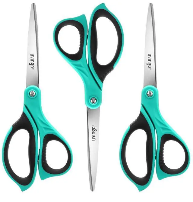 Main image of LIVINGO Scissors All Purpose Heavy Duty - 3 Pack 8.5 Blue Sharp Shears for Office Home and School Crafting Sewing Cutting Paper Fabric