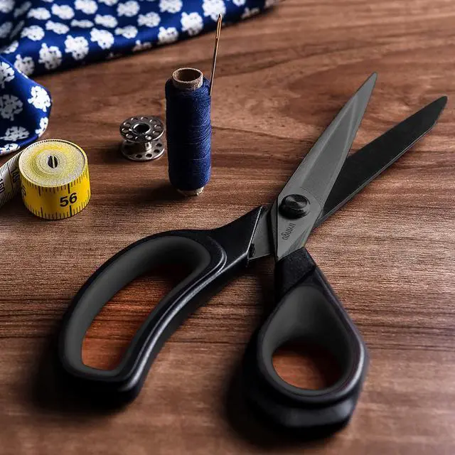 Alt view image 5 of 5 - LIVINGO 8.5 Premium Heavy Duty Scissors, Forged Stainless Steel Titanium Coated Sharp Fabric Shears All Purpose for Sewing Tailor Dressmaking Crafting Cutting Leather Home Office Use, Black