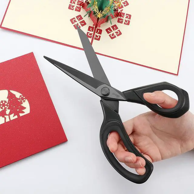 Alt view image 4 of 5 - LIVINGO 8.5 Premium Heavy Duty Scissors, Forged Stainless Steel Titanium Coated Sharp Fabric Shears All Purpose for Sewing Tailor Dressmaking Crafting Cutting Leather Home Office Use, Black