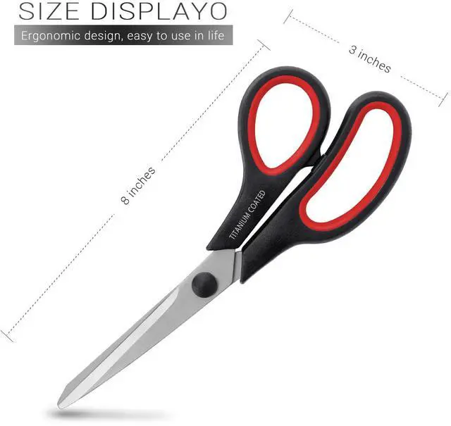 Alt view image 2 of 7 - Scissors 8" Multipurpose Titanium Coated Sturdy Sharp, Black, 1 Pack