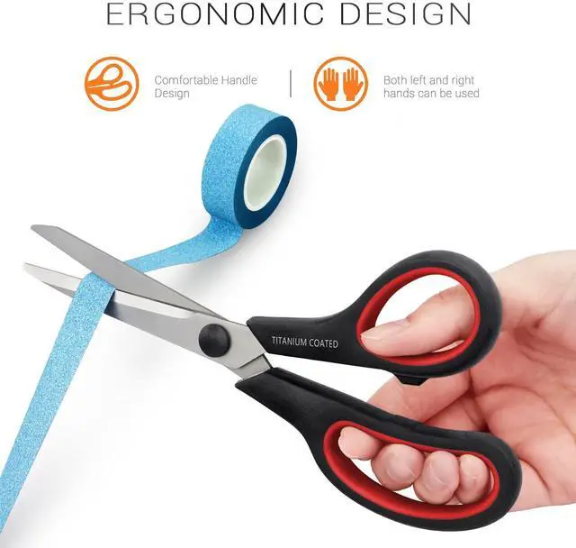 Alt view image 4 of 7 - Scissors 8" Multipurpose Titanium Coated Sturdy Sharp, Black, 1 Pack