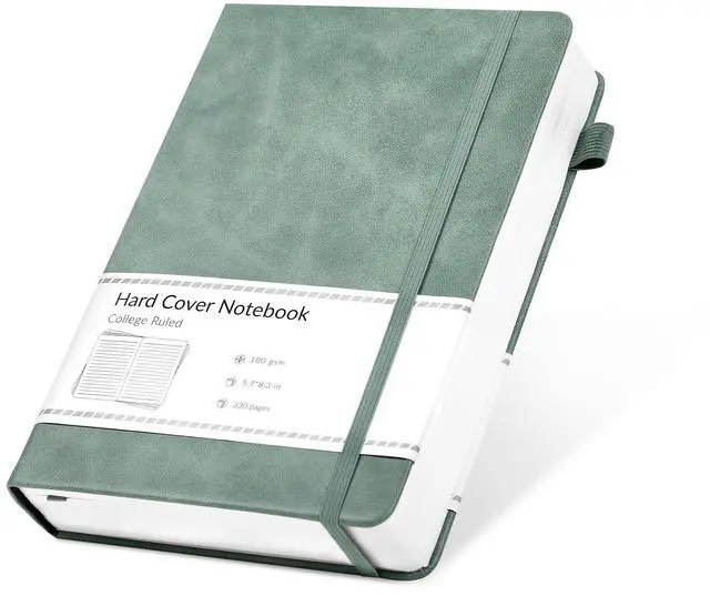 Main image of CAGIE Lined Journal Notebook for Women Men 320 Pages 100 Gsm Paper Thick Journaling Notebooks A5 Leather Journals for Writing Hardcover Journal Supplies for Work Note Taking Diary, 5.7x8.3 In, Green